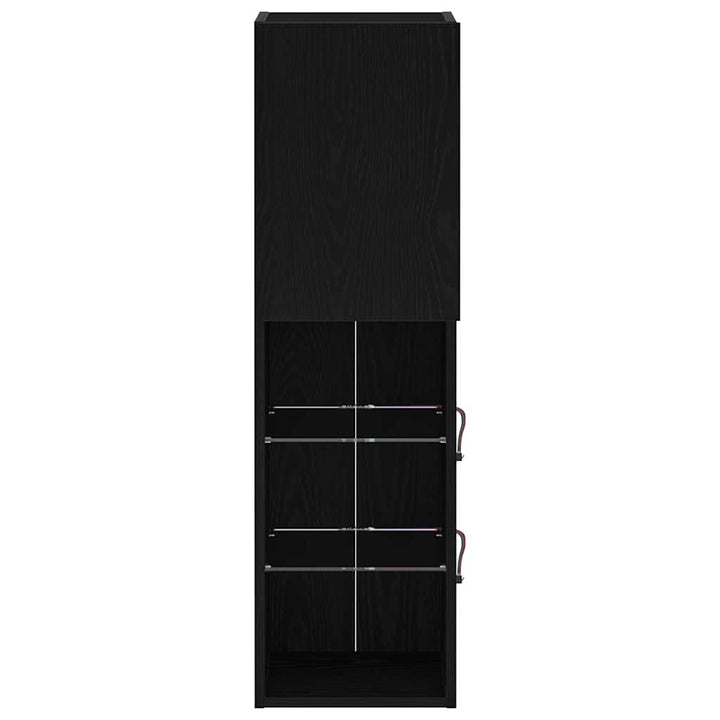 Tv-Bänkset Med Led Svart Ek 30,5 X 30 X 102 Cm Konstruerat Trä