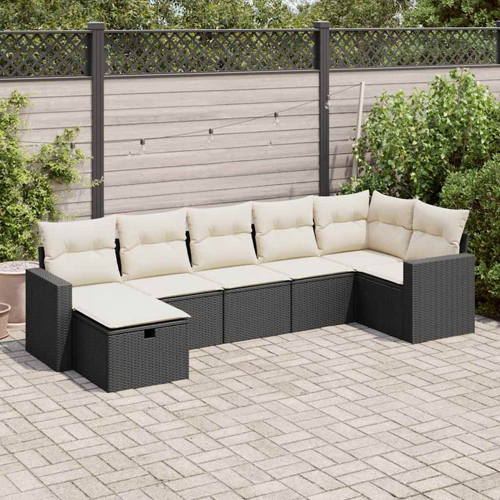 Matgrupp För Trädgården Med Dynor 7 Delar Beige Konstrotting
