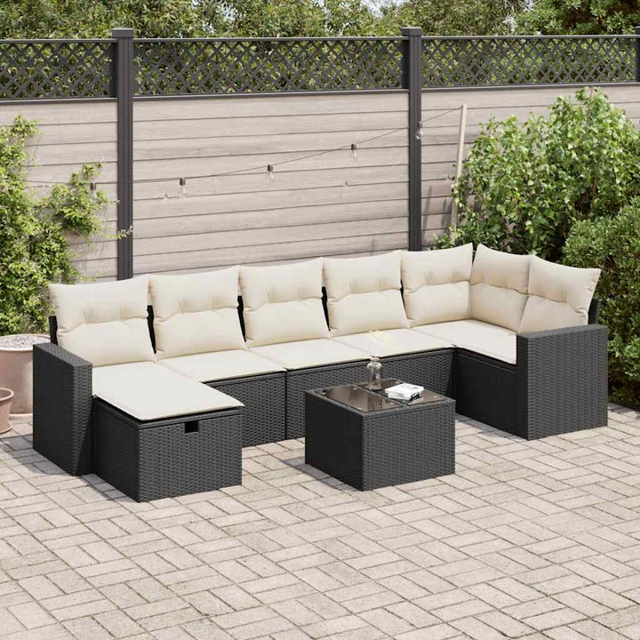 Matgrupp För Trädgården Med Dynor 7 Delar Beige Konstrotting