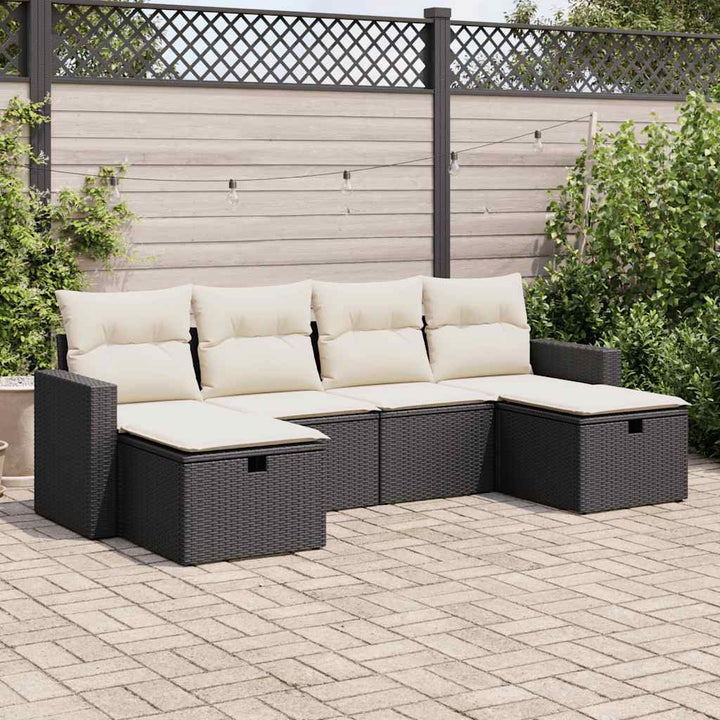 Soffgrupp För Trädgården Med Dynor 6 Delar Beige Konstrotting