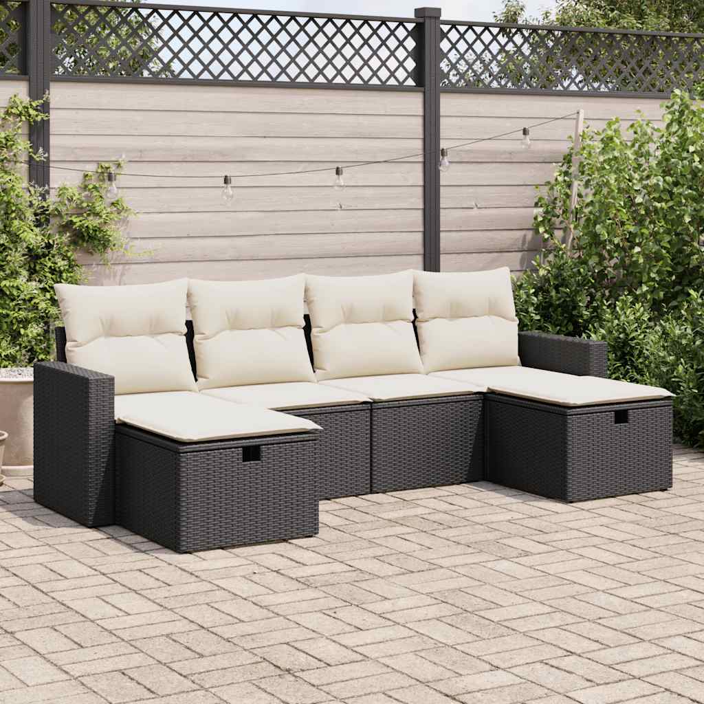 Soffgrupp För Trädgården Med Dynor 6 Delar Beige Konstrotting