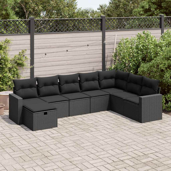 Matgrupp För Trädgården Med Dynor 8 Delar Beige Konstrotting