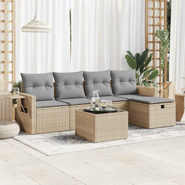 Loungegrupp För Trädgården Med Dynor 5 Delar Svart Konstrotting
