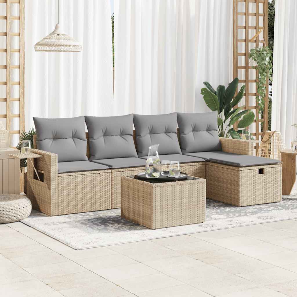 Loungegrupp För Trädgården Med Dynor 5 Delar Svart Konstrotting