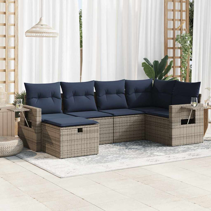 Loungegrupp För Trädgården Med Dynor 6 Delar Konstrotting