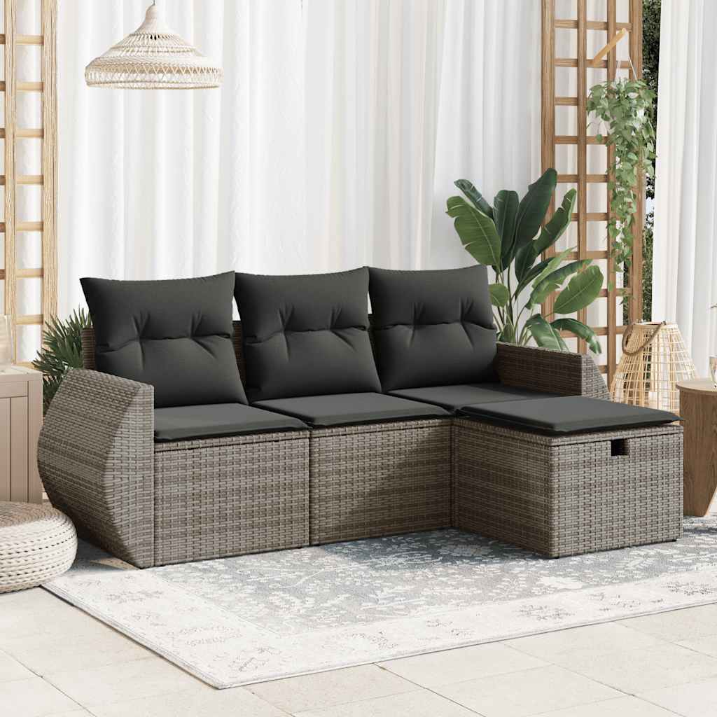 Soffgrupp För Trädgård Med Dynor 4 Delar Beige Konstrotting