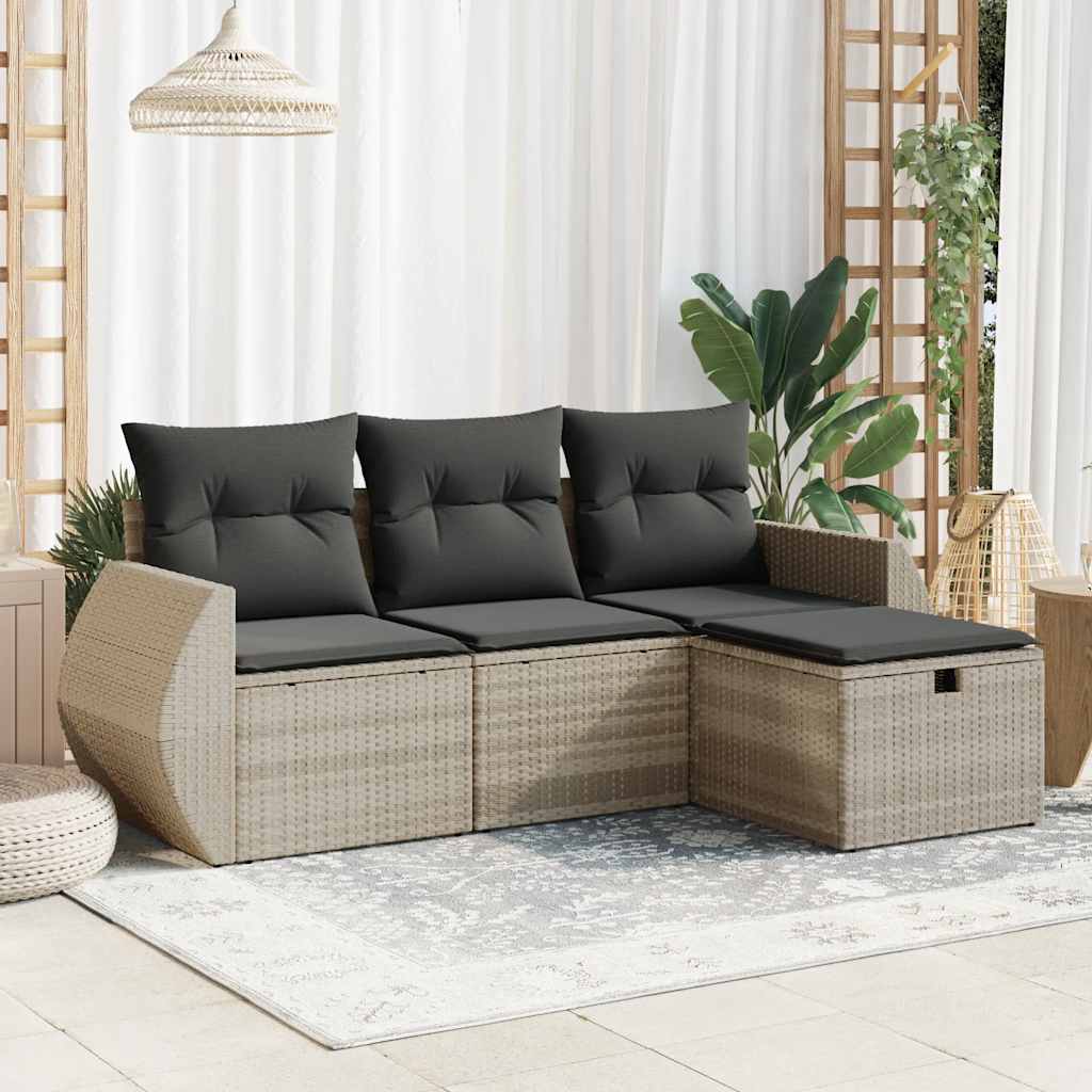 Soffgrupp För Trädgård Med Dynor 4 Delar Beige Konstrotting