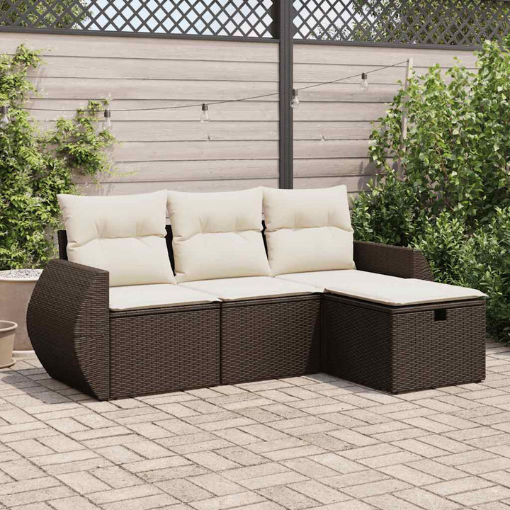 Soffgrupp För Trädgård Med Dynor 4 Delar Beige Konstrotting