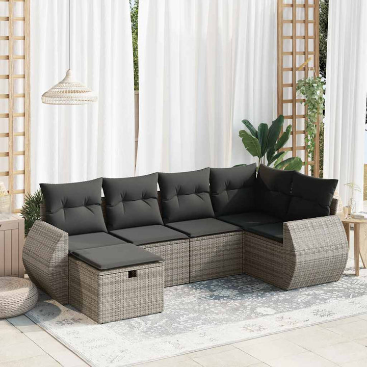 Matgrupp För Trädgården Med Dynor 7 Delar Beige Konstrotting