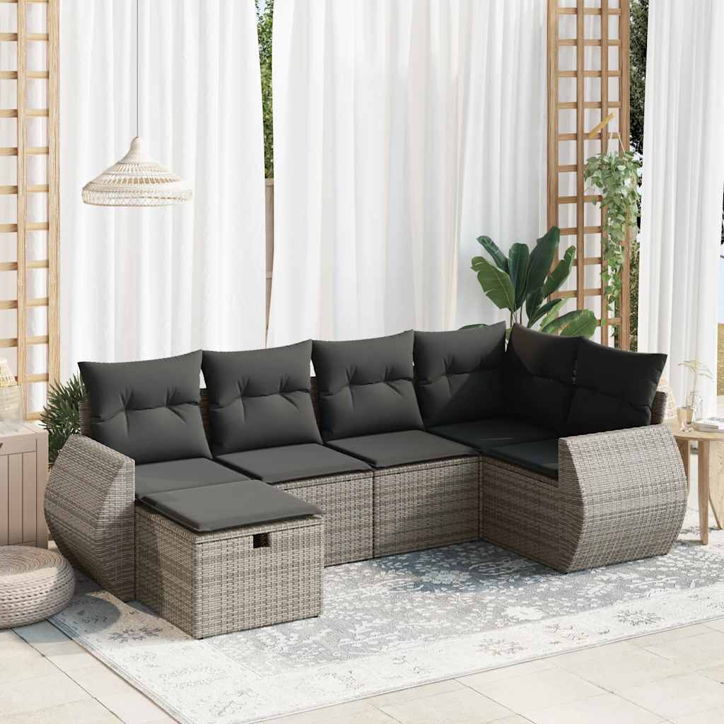 Matgrupp För Trädgården Med Dynor 7 Delar Beige Konstrotting