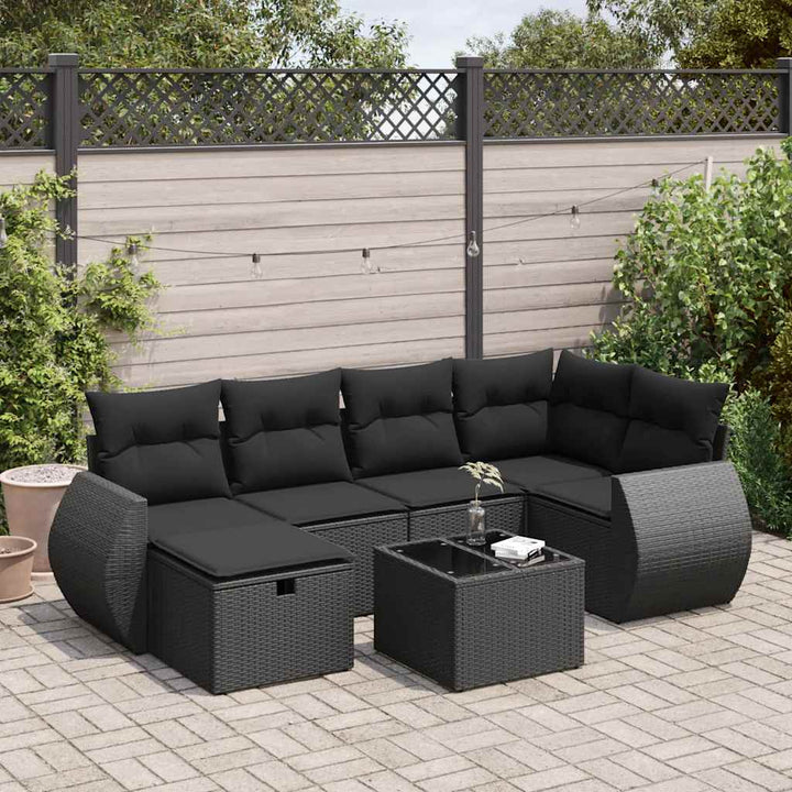 Matgrupp För Trädgården Med Dynor 7 Delar Beige Konstrotting