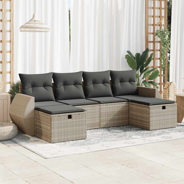Loungegrupp Med Dynor 6 Delar Konstrotting