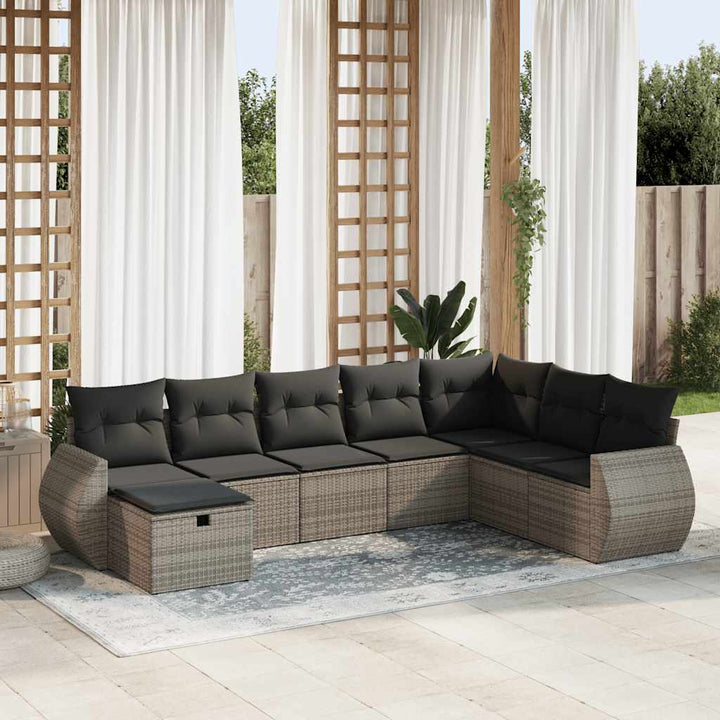 Matgrupp För Trädgården Med Dynor 8 Delar Beige Konstrotting