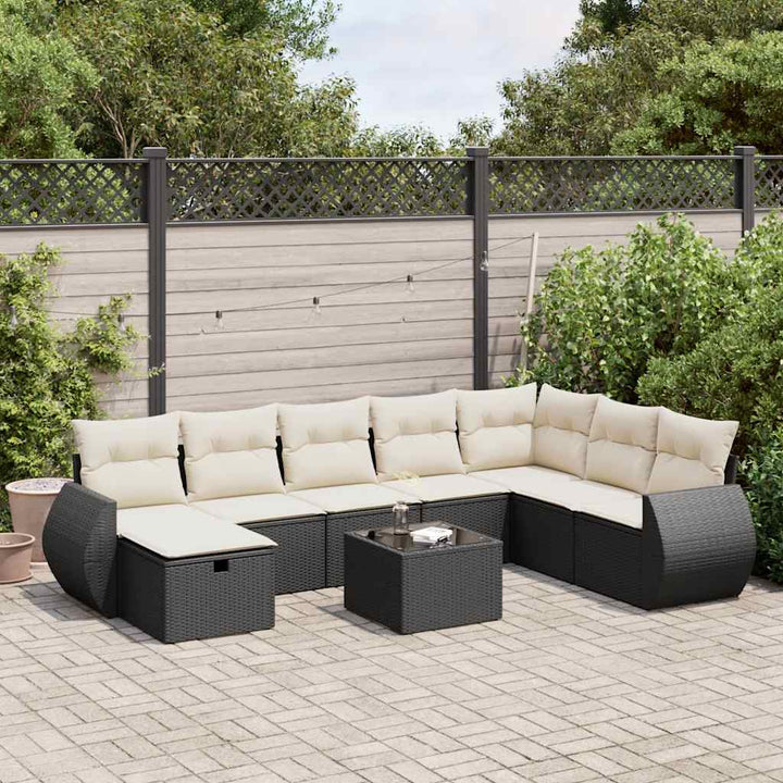 Matgrupp För Trädgården Med Dynor 8 Delar Beige Konstrotting