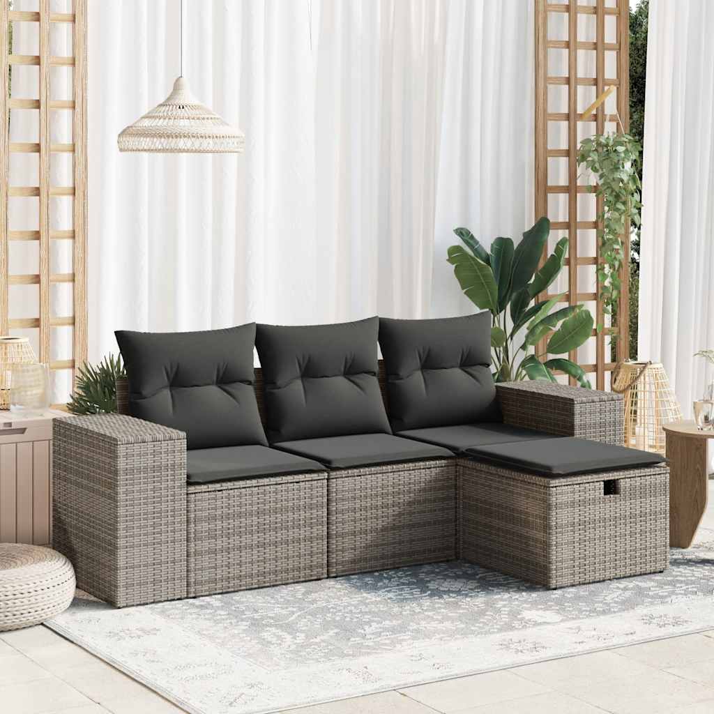 Soffgrupp För Trädgård Med Dynor 4 Delar Beige Konstrotting