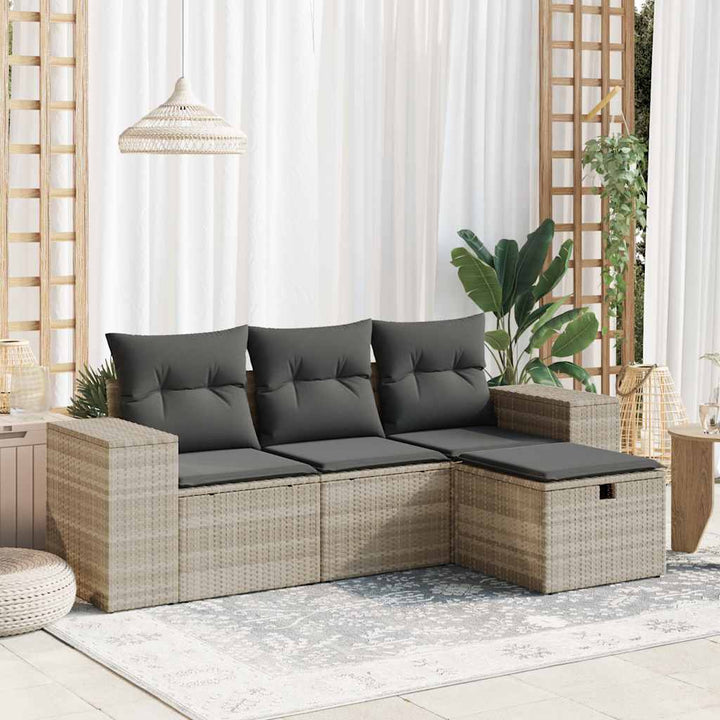 Soffgrupp För Trädgård Med Dynor 4 Delar Beige Konstrotting