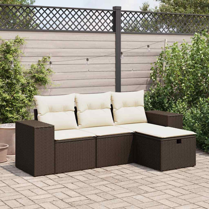 Soffgrupp För Trädgård Med Dynor 4 Delar Beige Konstrotting