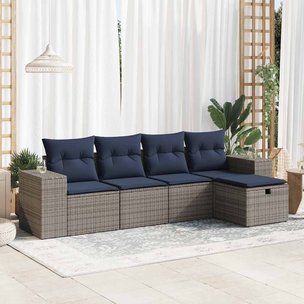 Loungegrupp För Trädgården Med Dynor 5 Delar Konstrotting