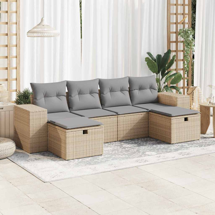 Loungegrupp Med Dynor 6 Delar Svart Konstrotting