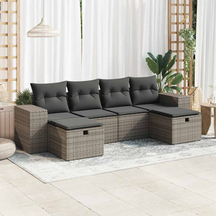 Loungegrupp Med Dynor 6 Delar Svart Konstrotting