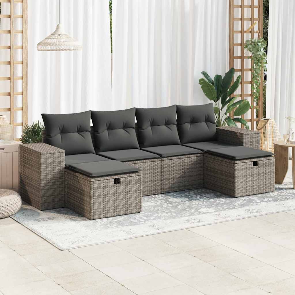 Loungegrupp Med Dynor 6 Delar Svart Konstrotting