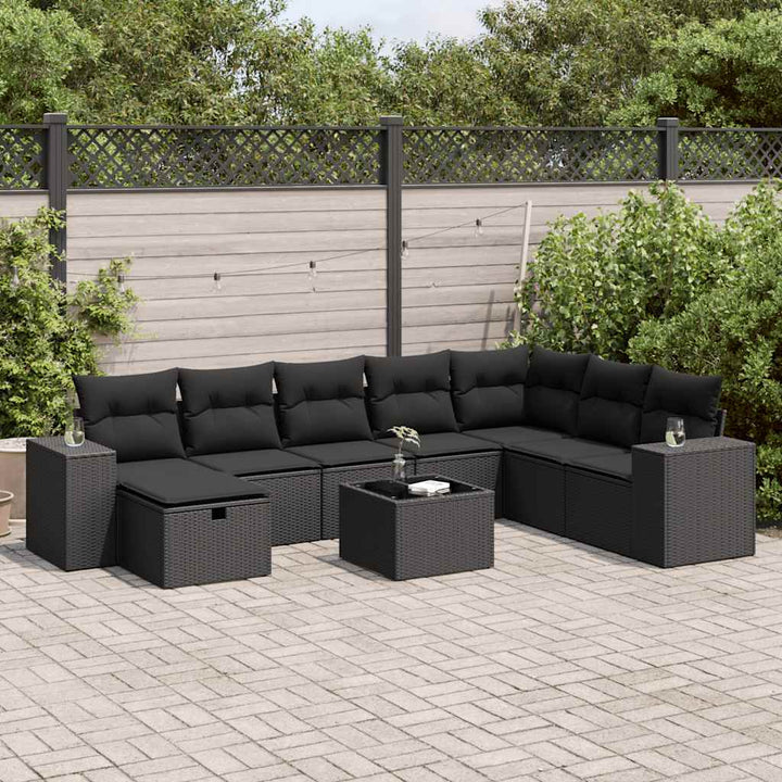 Matgrupp För Trädgården Med Dynor 8 Delar Beige Konstrotting