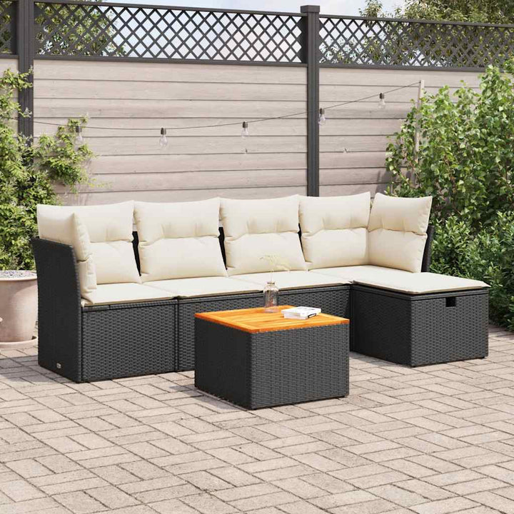 Loungegrupp Med Dynor 6 Delar Svart Konstrotting