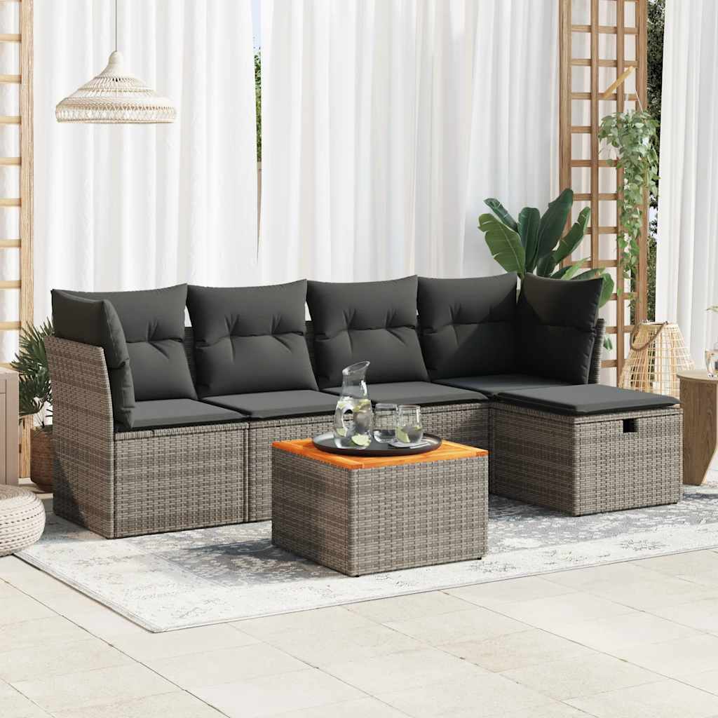 Loungegrupp Med Dynor 6 Delar Svart Konstrotting