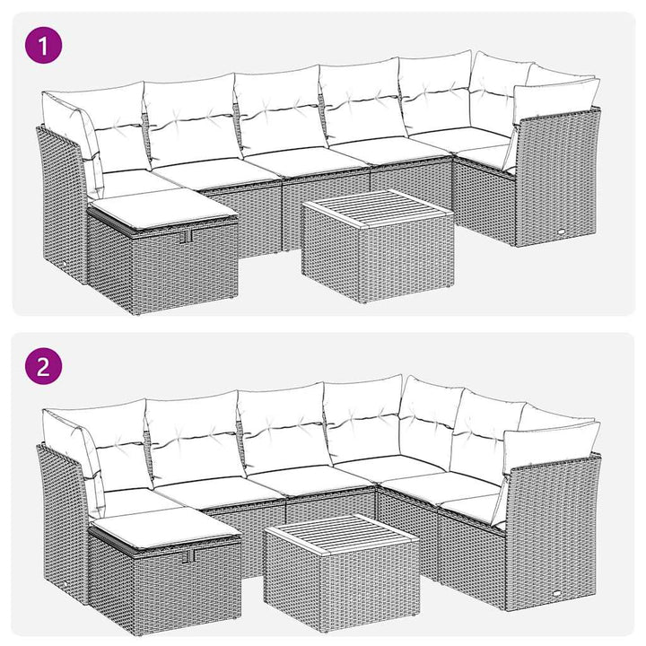 Loungegrupp För Trädgården Med Dynor 8 Delar Konstrotting