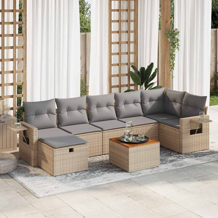 Loungegrupp För Trädgården Med Dynor 8 Delar Konstrotting