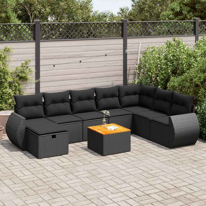 Soffgrupp För Trädgården Med Dynor 9 Delar Beige Konstrotting