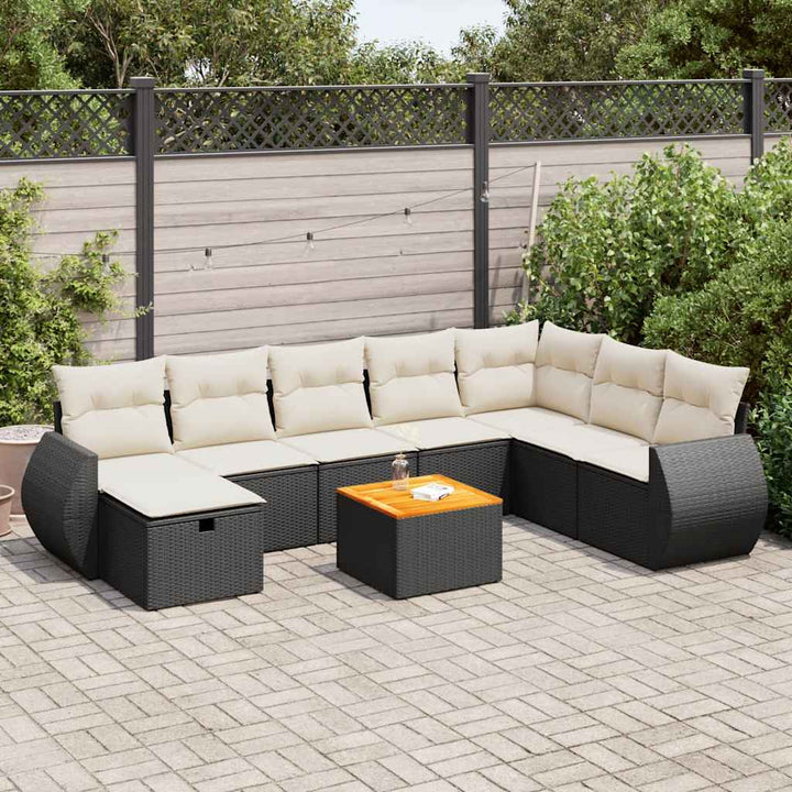 Soffgrupp För Trädgården Med Dynor 9 Delar Beige Konstrotting