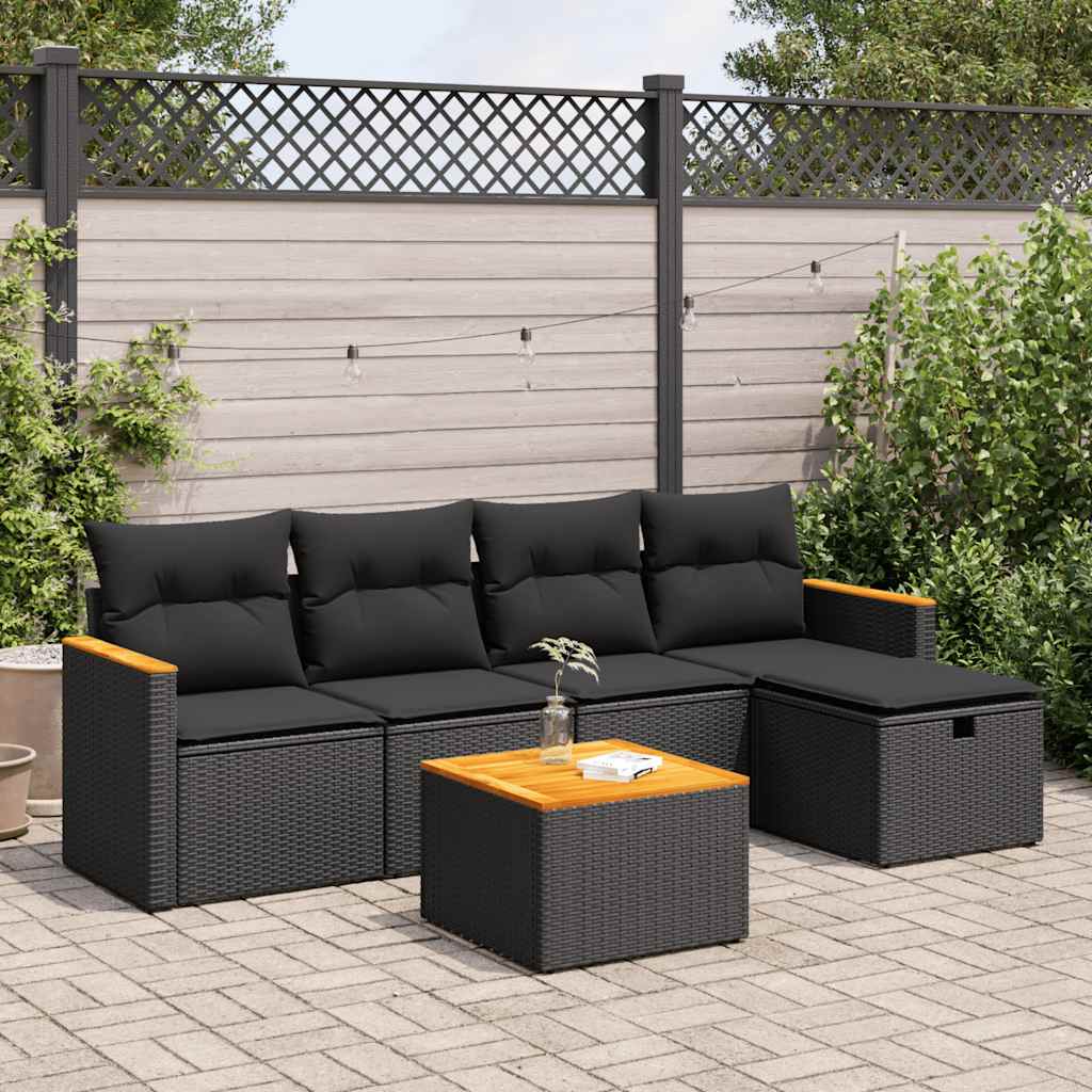 Loungegrupp För Trädgården Med Dynor 5 Delar Konstrotting