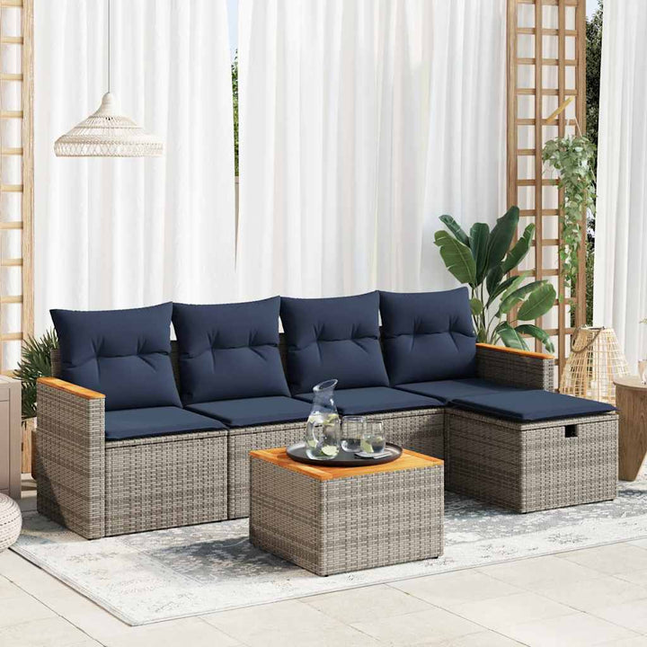 Loungegrupp För Trädgården Med Dynor 5 Delar Konstrotting