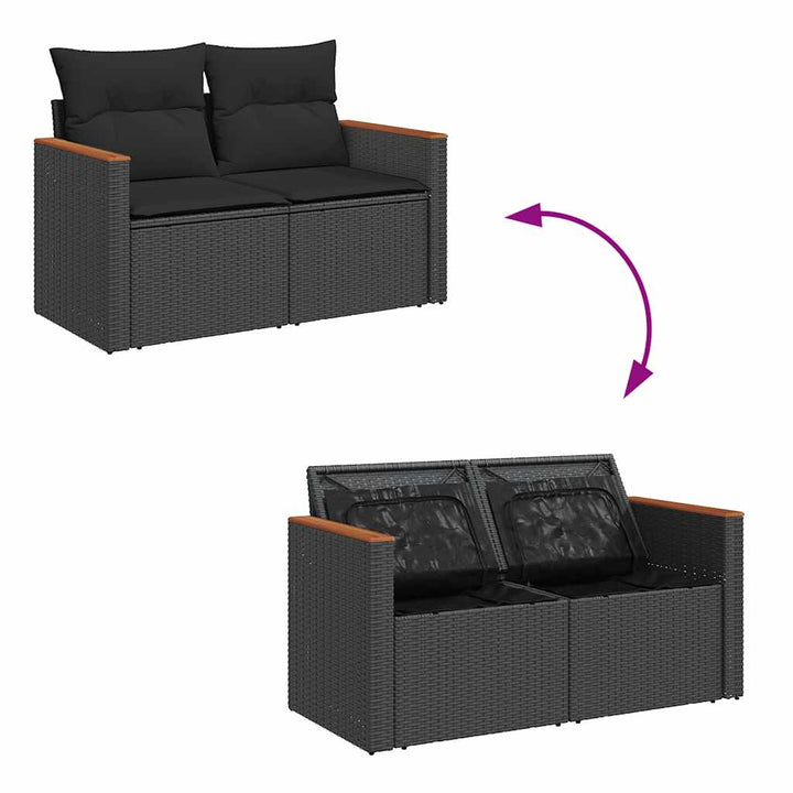Loungegrupp För Trädgården Med Dynor 8 Delar Konstrotting