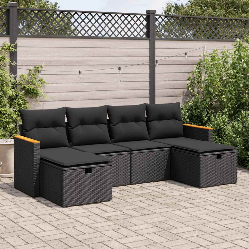 Loungegrupp För Trädgården Med Dynor 6 Delar Konstrotting