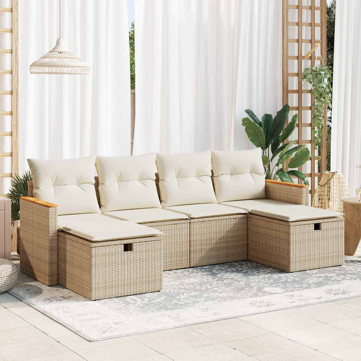 Loungegrupp För Trädgården Med Dynor 6 Delar Konstrotting