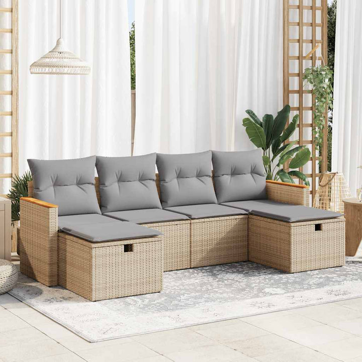 Loungegrupp För Trädgården Med Dynor 6 Delar Konstrotting