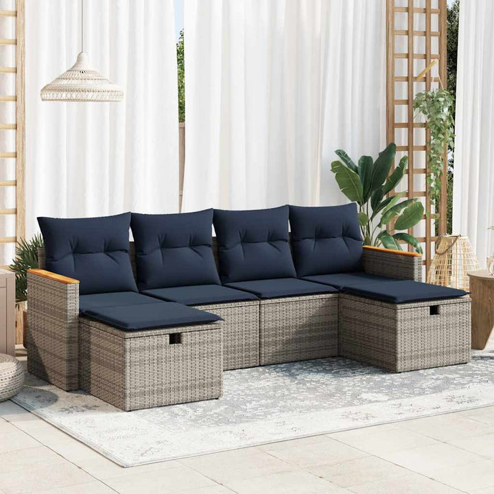 Loungegrupp För Trädgården Med Dynor 6 Delar Konstrotting