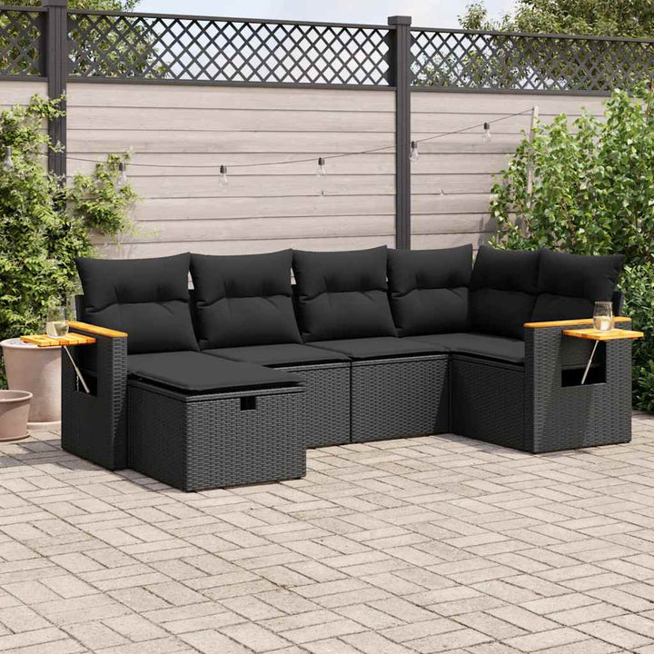 Matgrupp För Trädgården Med Dynor 7 Delar Beige Konstrotting