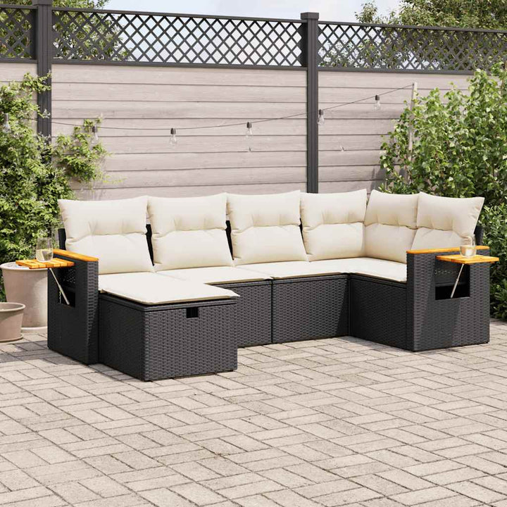 Matgrupp För Trädgården Med Dynor 7 Delar Beige Konstrotting