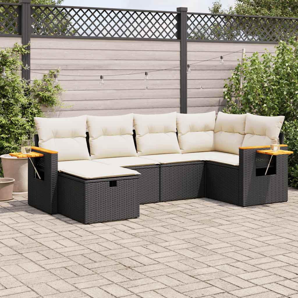 Matgrupp För Trädgården Med Dynor 7 Delar Beige Konstrotting