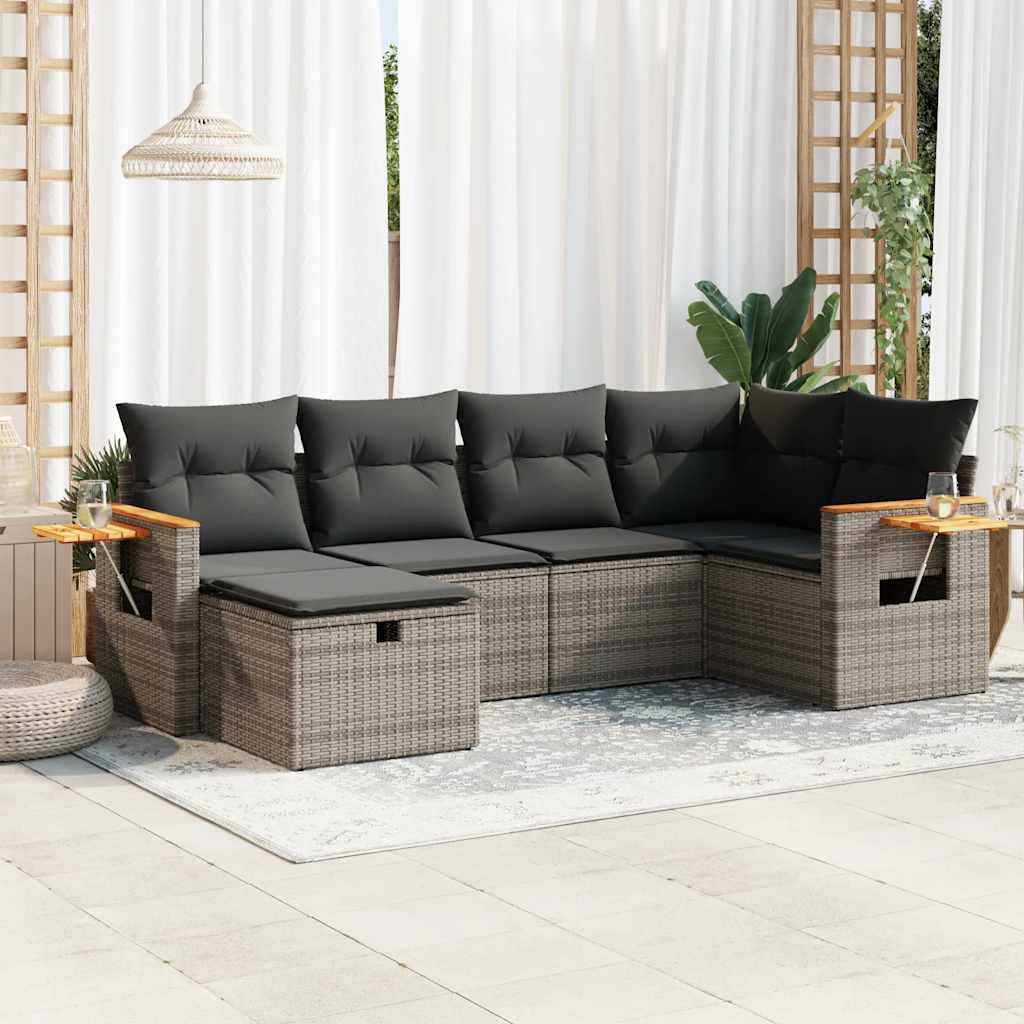 Matgrupp För Trädgården Med Dynor 7 Delar Beige Konstrotting