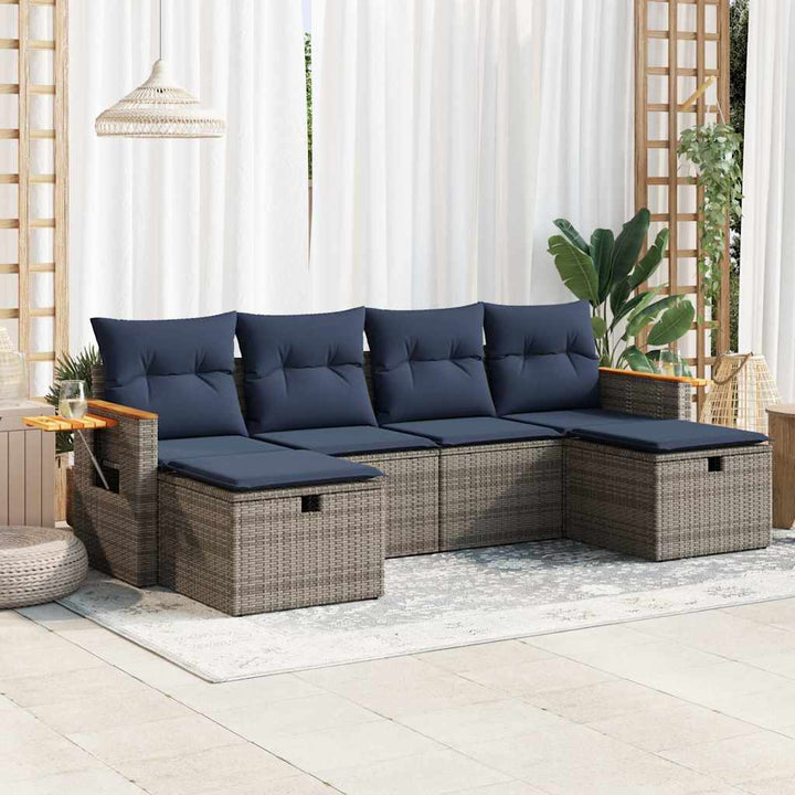 Loungegrupp För Trädgården Med Dynor 6 Delar Konstrotting