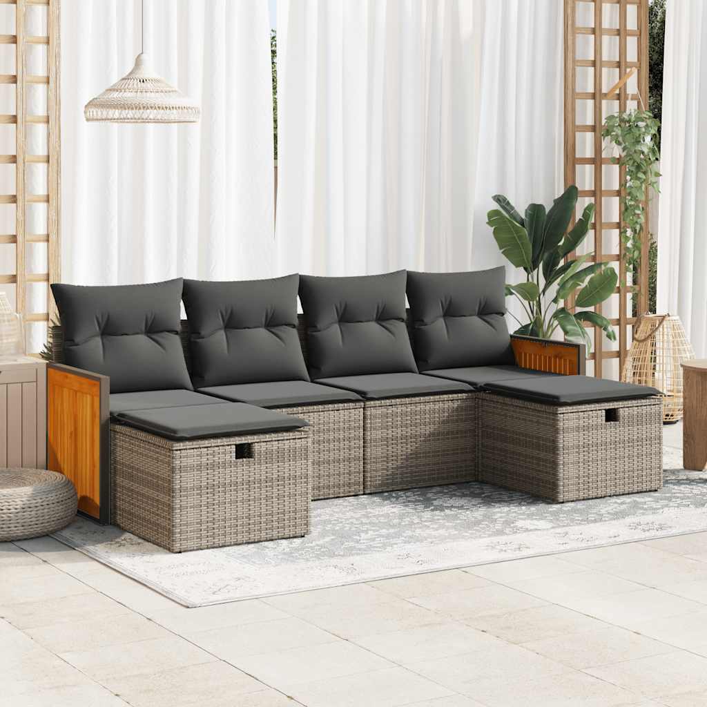 Loungegrupp Med Dynor 6 Delar Konstrotting