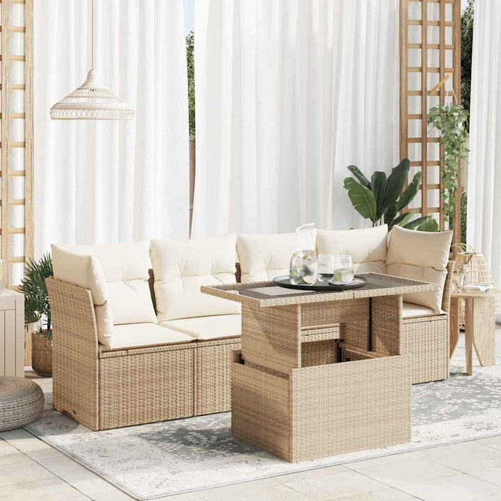 Loungegrupp För Trädgården Med Dynor 5 Delar Svart Konstrotting