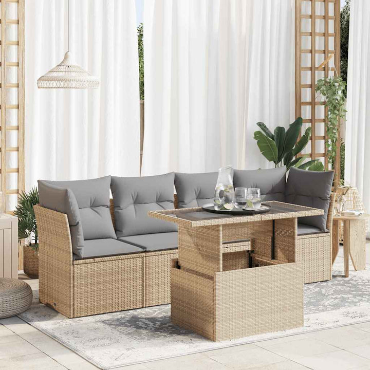 Loungegrupp För Trädgården Med Dynor 5 Delar Svart Konstrotting