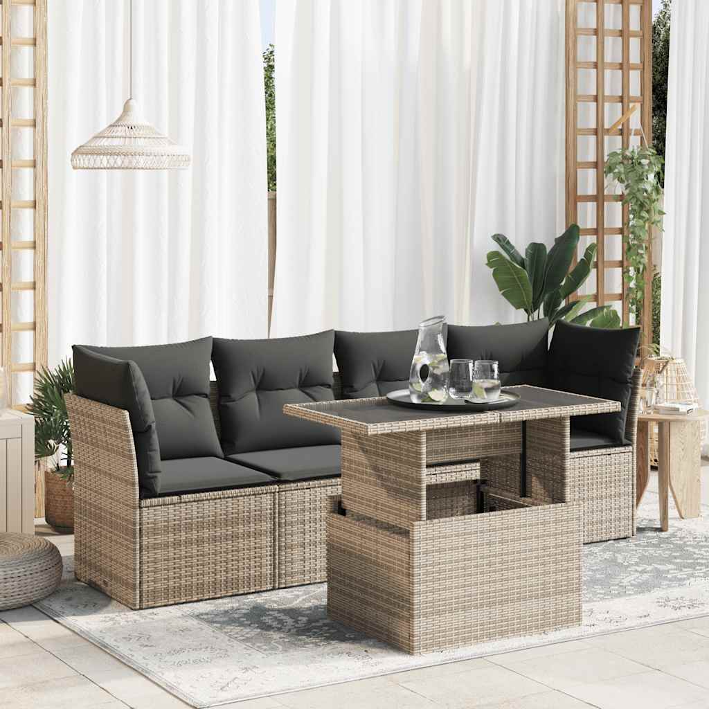 Loungegrupp För Trädgården Med Dynor 5 Delar Svart Konstrotting