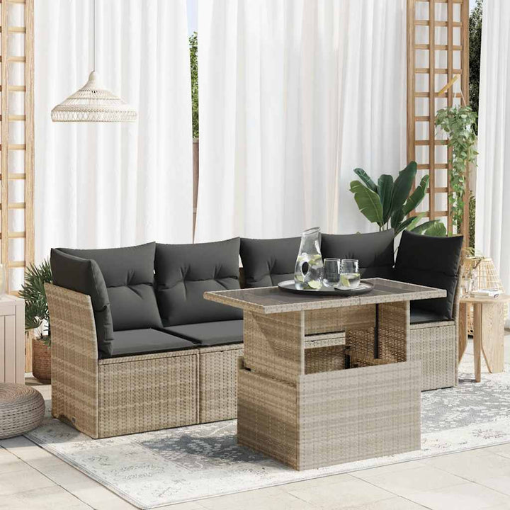 Loungegrupp För Trädgården Med Dynor 5 Delar Svart Konstrotting