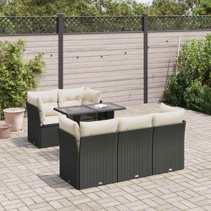 Soffgrupp För Trädgården Med Dynor 6 Delar Beige Konstrotting